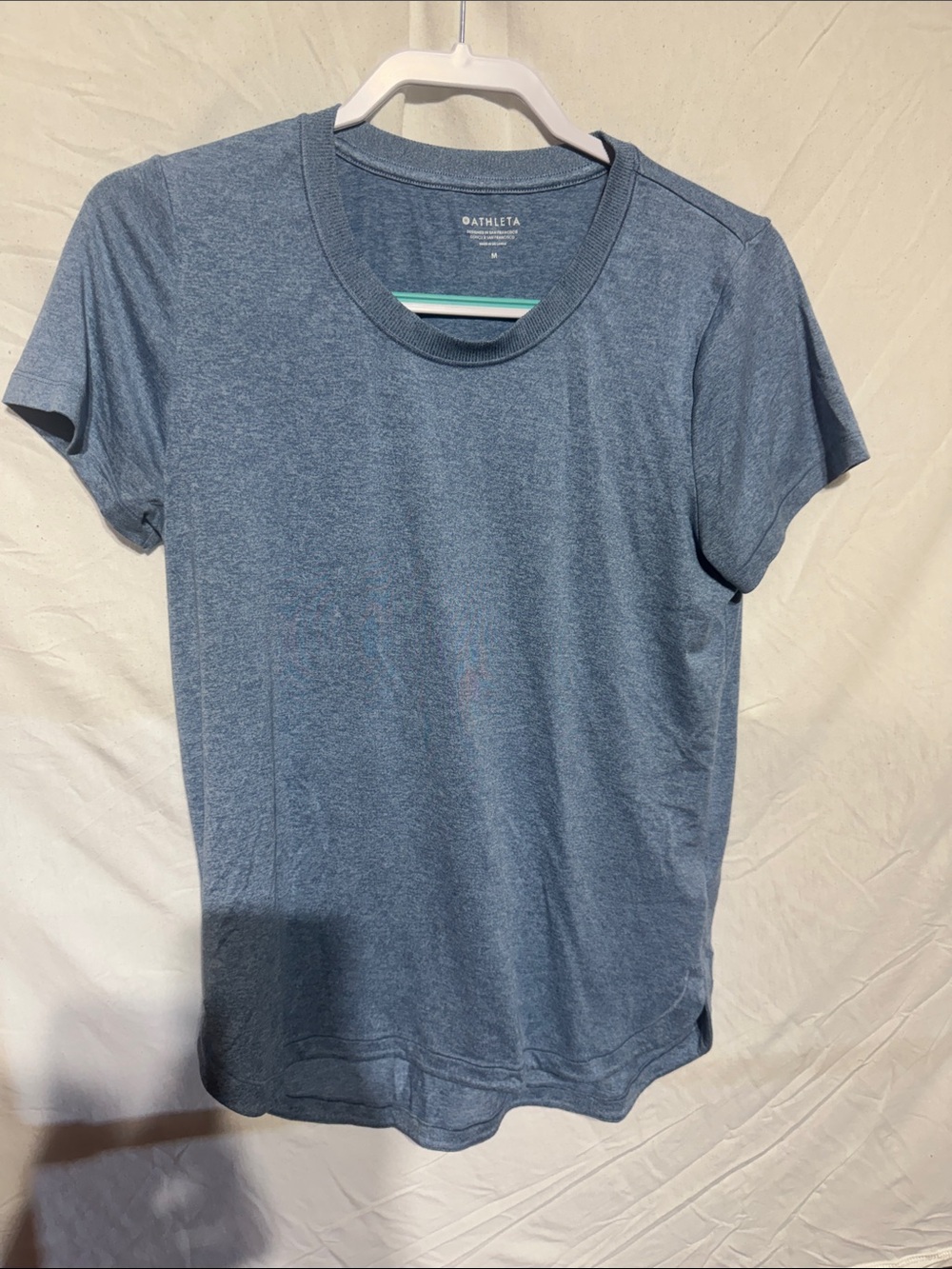 Athleta Heathered Blue Short Sleeve Crew Tee
